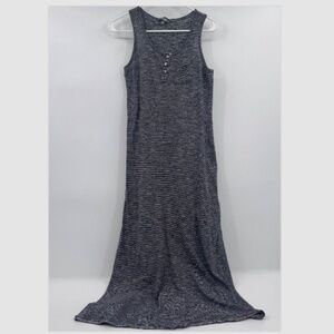 Neiman Marcus Dress Women Medium Black Striped Sleeveless Tank Maxi Back Slit